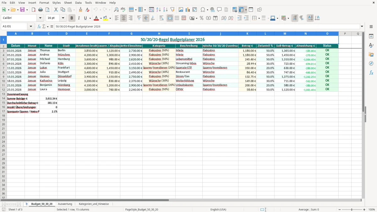 Captura de tela 1: Aba Budget_50_30_20 - Planilha Excel 50 30 20 regel excel vorlage